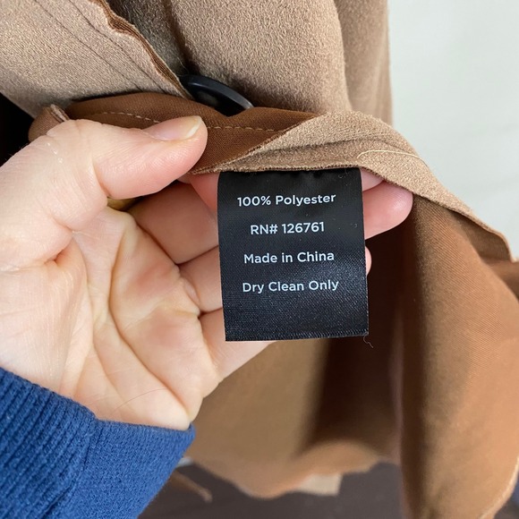 Love For Humanity Faux Suede Trench Coat Size Large NWT Camel Color - Picture 9 of 9